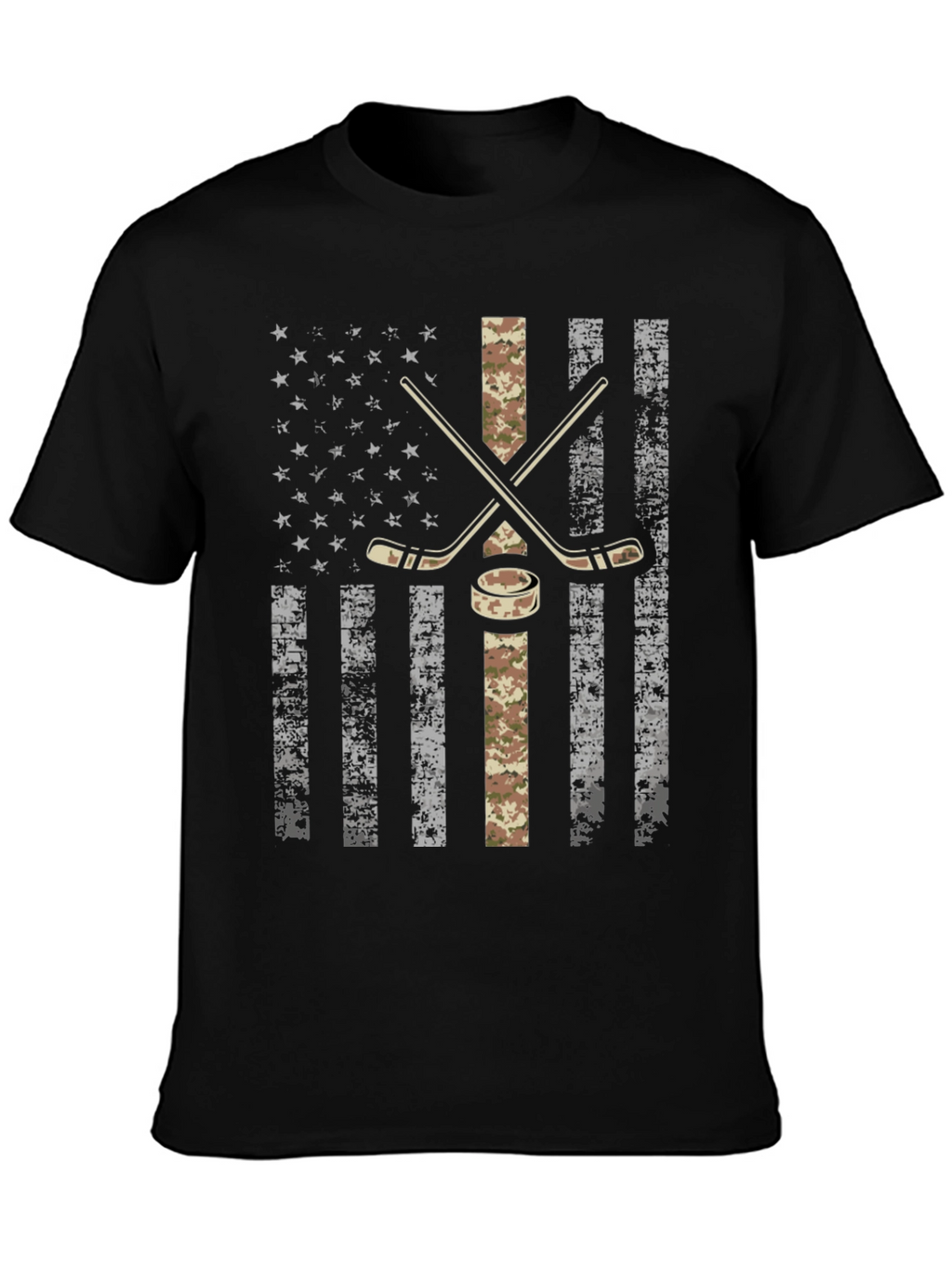 American Flag Hockey T-Shirt - Camo Design