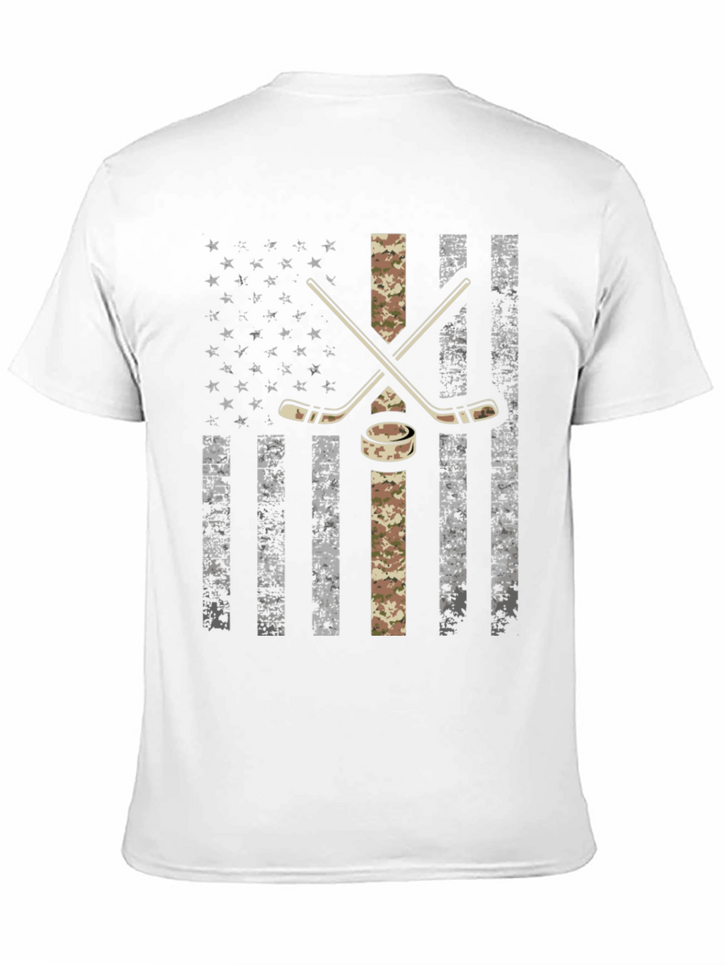 American Flag Hockey T-Shirt - Camo Design