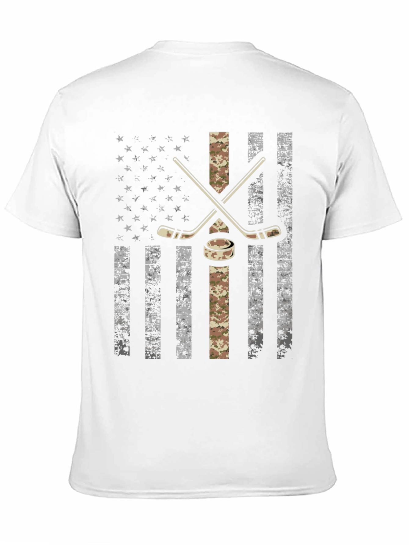 American Flag Hockey T-Shirt - Camo Design