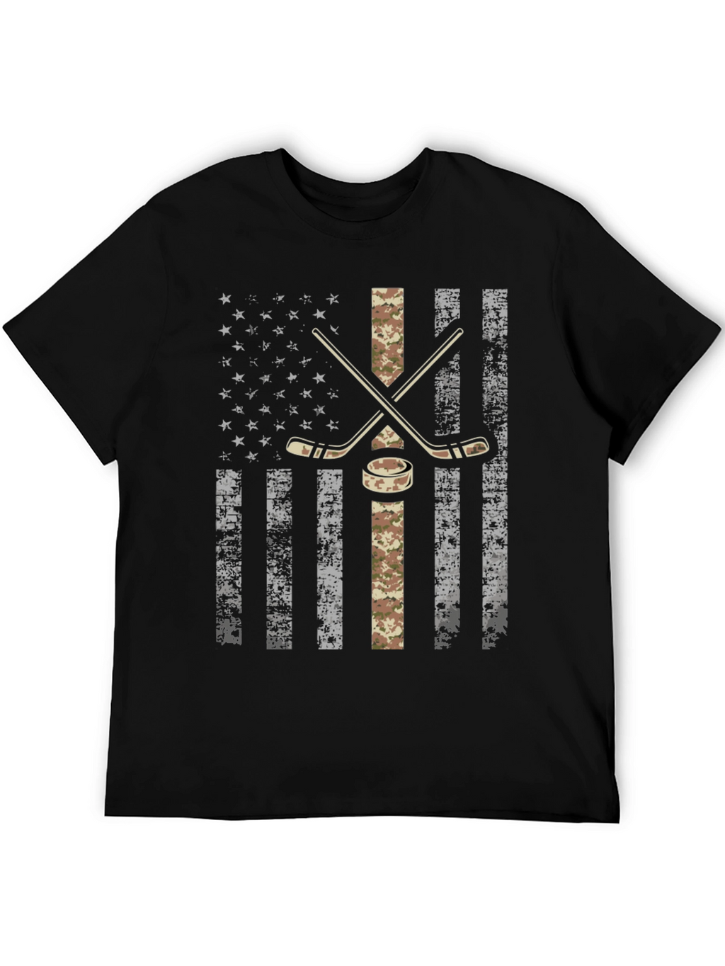 American Flag Hockey T-Shirt - Camo Design