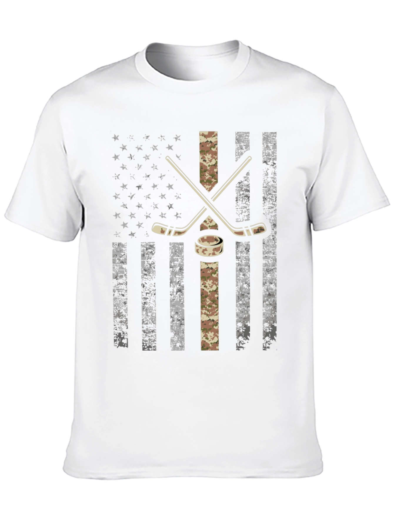 American Flag Hockey T-Shirt - Camo Design