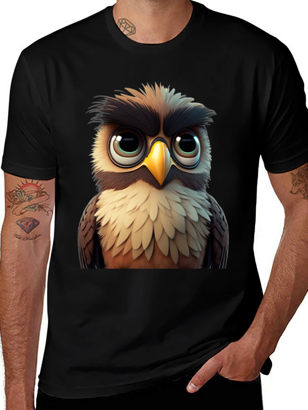 Owl Graphic Black T-Shirt - Soft Cotton Tee