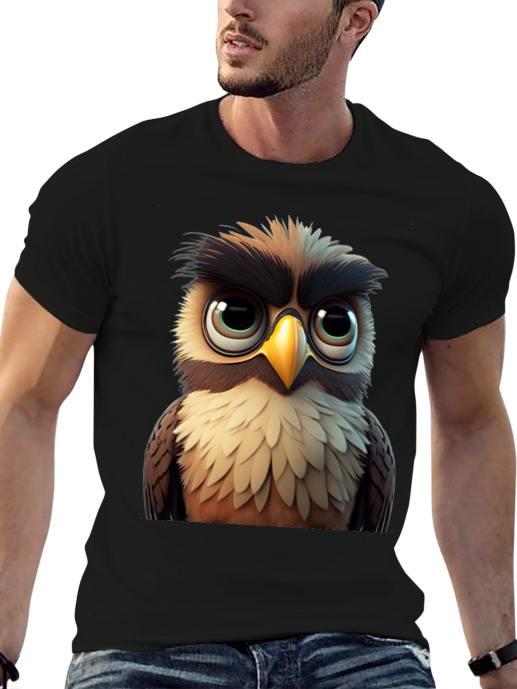 Owl Graphic Black T-Shirt - Soft Cotton Tee