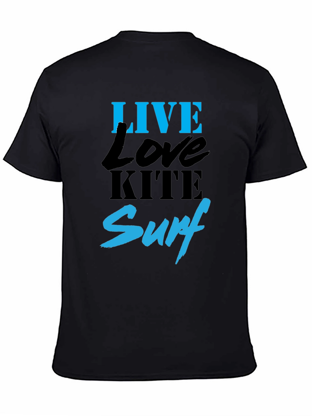 Live Love Kite Surf Black Graphic T-Shirt