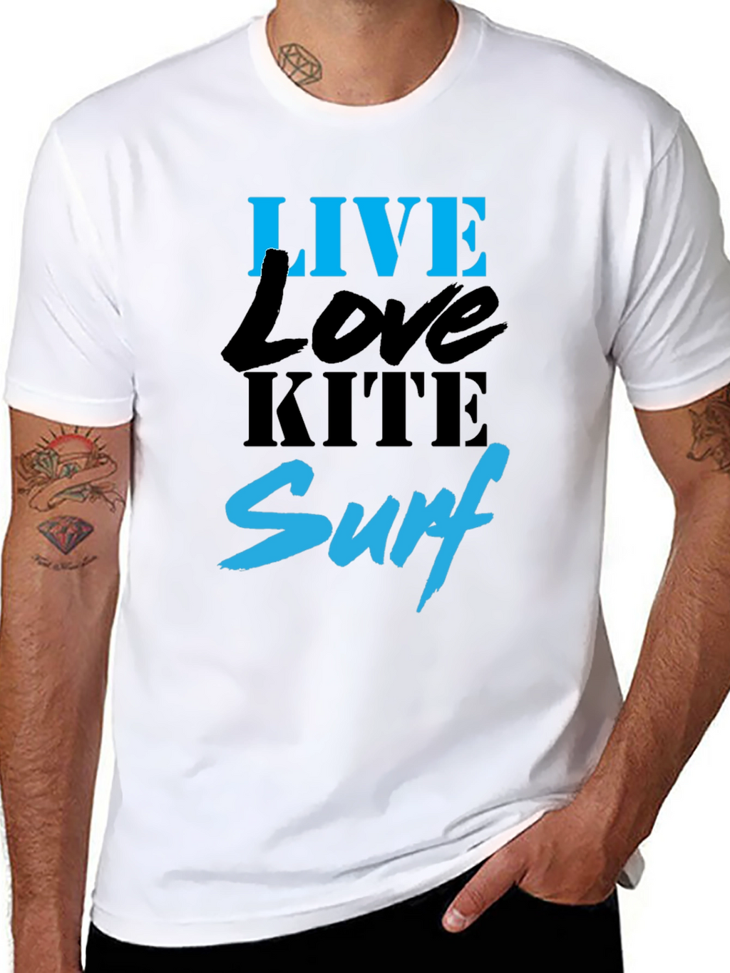 Live Love Kite Surf Black Graphic T-Shirt