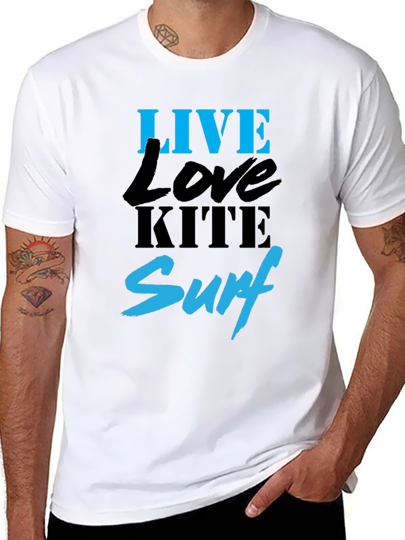 Live Love Kite Surf Black Graphic T-Shirt