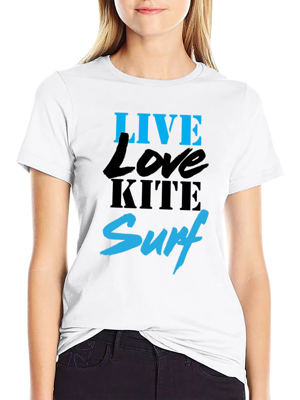 Live Love Kite Surf Black Graphic T-Shirt