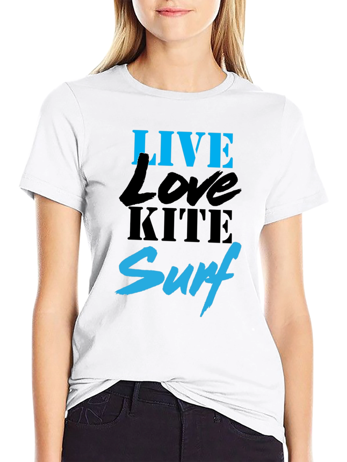 Live Love Kite Surf Black Graphic T-Shirt