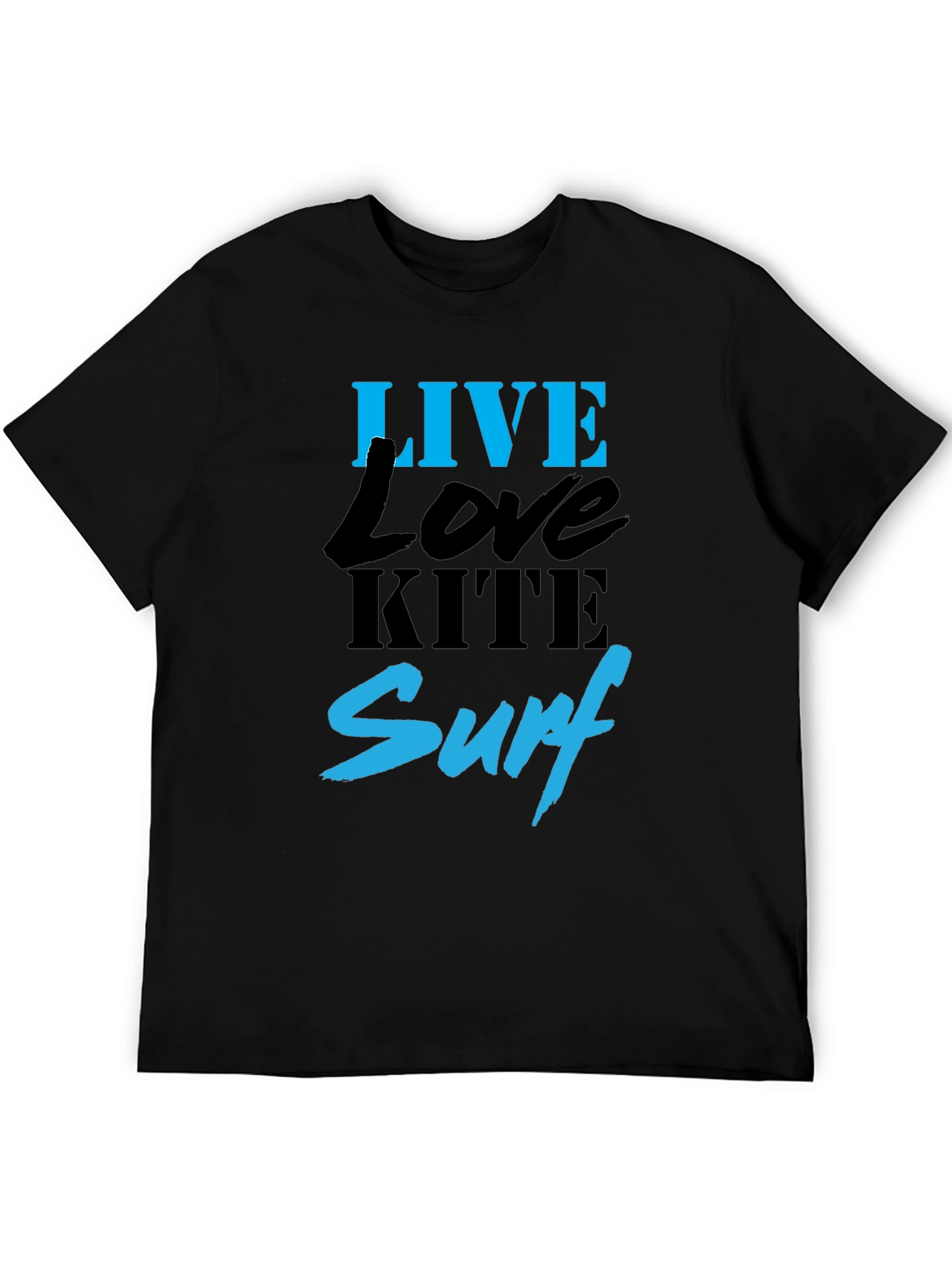 Live Love Kite Surf Black Graphic T-Shirt