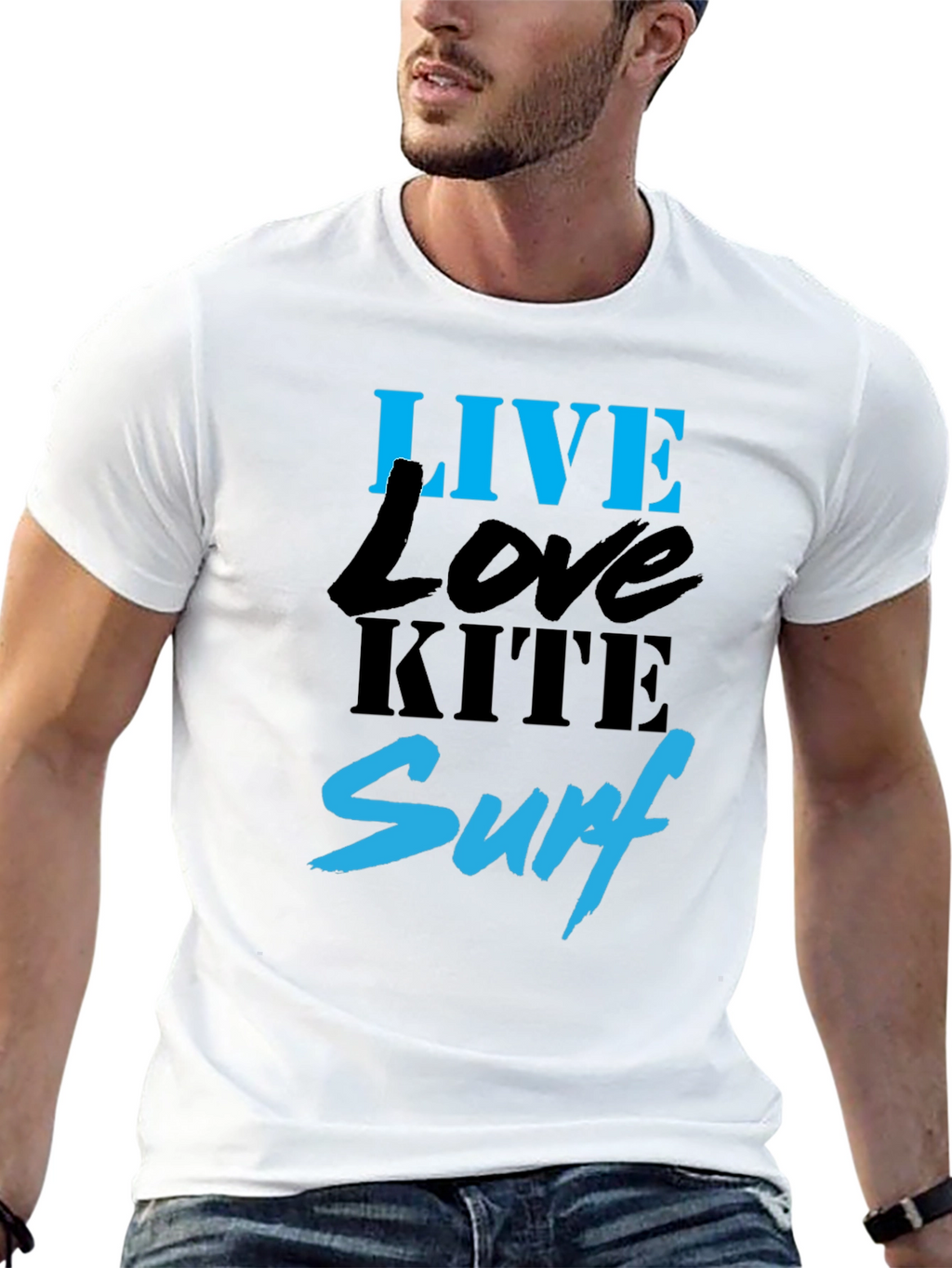 Live Love Kite Surf Black Graphic T-Shirt