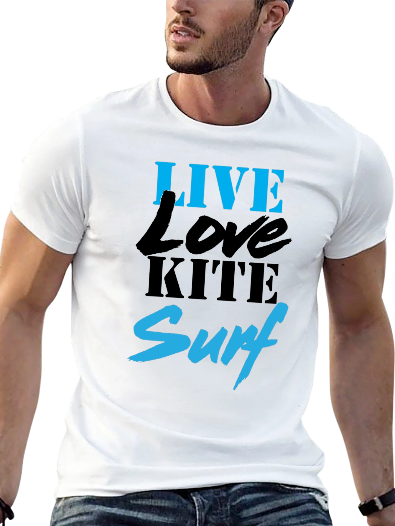 Live Love Kite Surf Black Graphic T-Shirt
