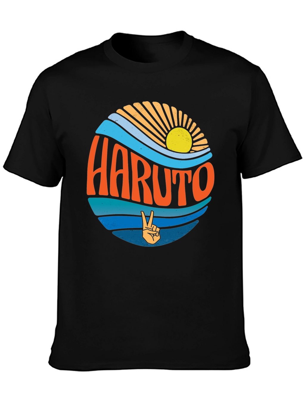 Retro Haruto Graphic Tee - Peace and Sun Design
