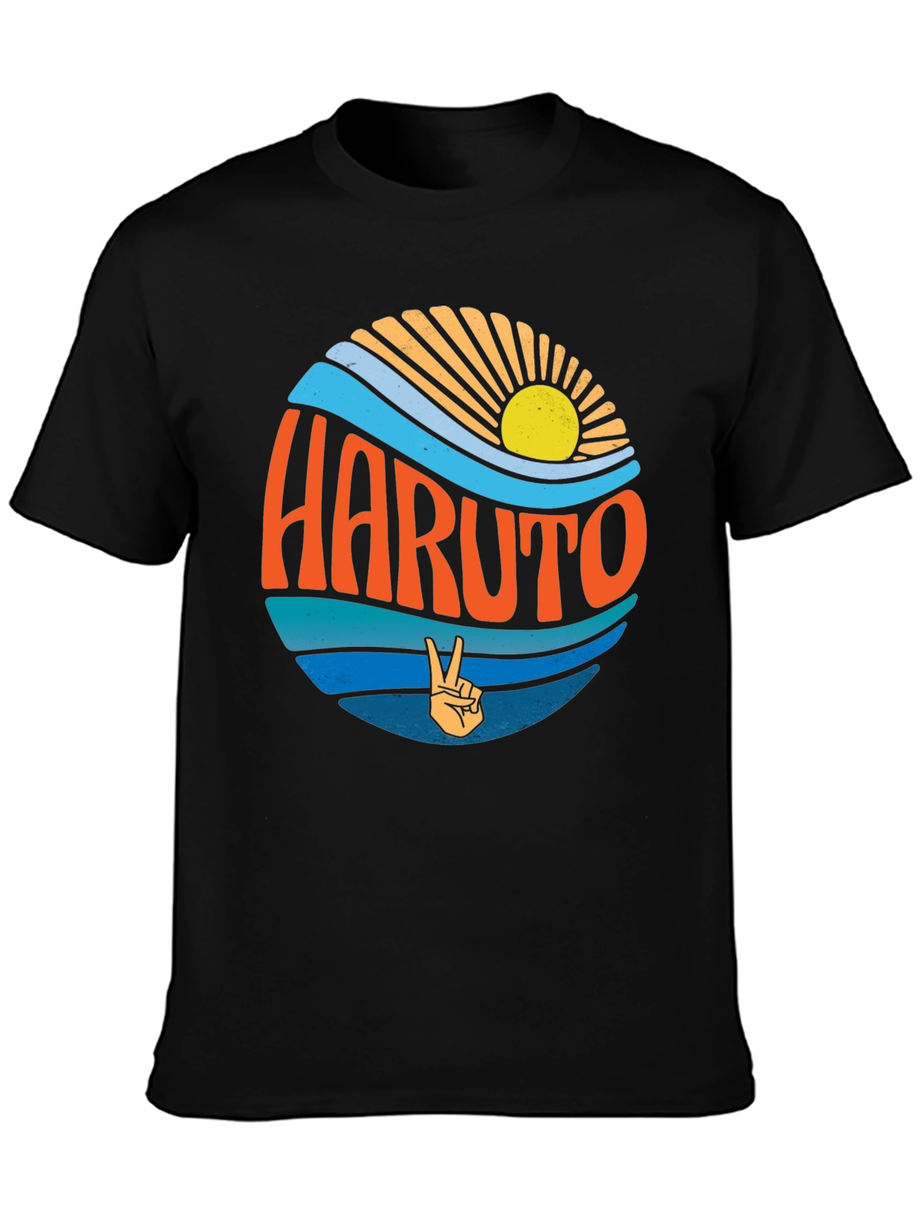 Retro Haruto Graphic Tee - Peace and Sun Design