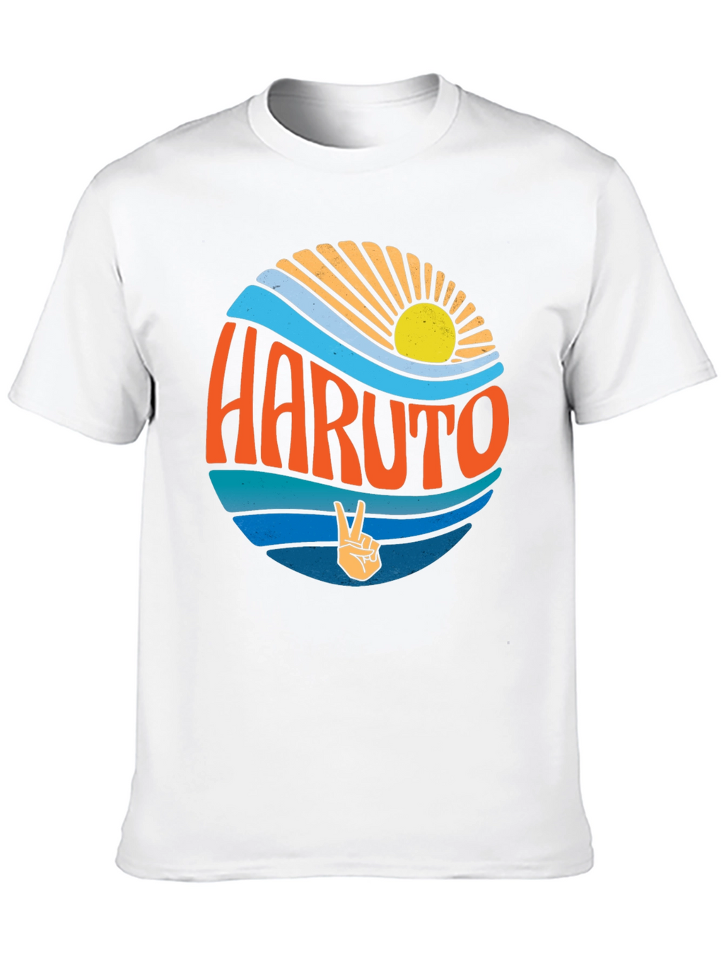 Retro Haruto Graphic Tee - Peace and Sun Design