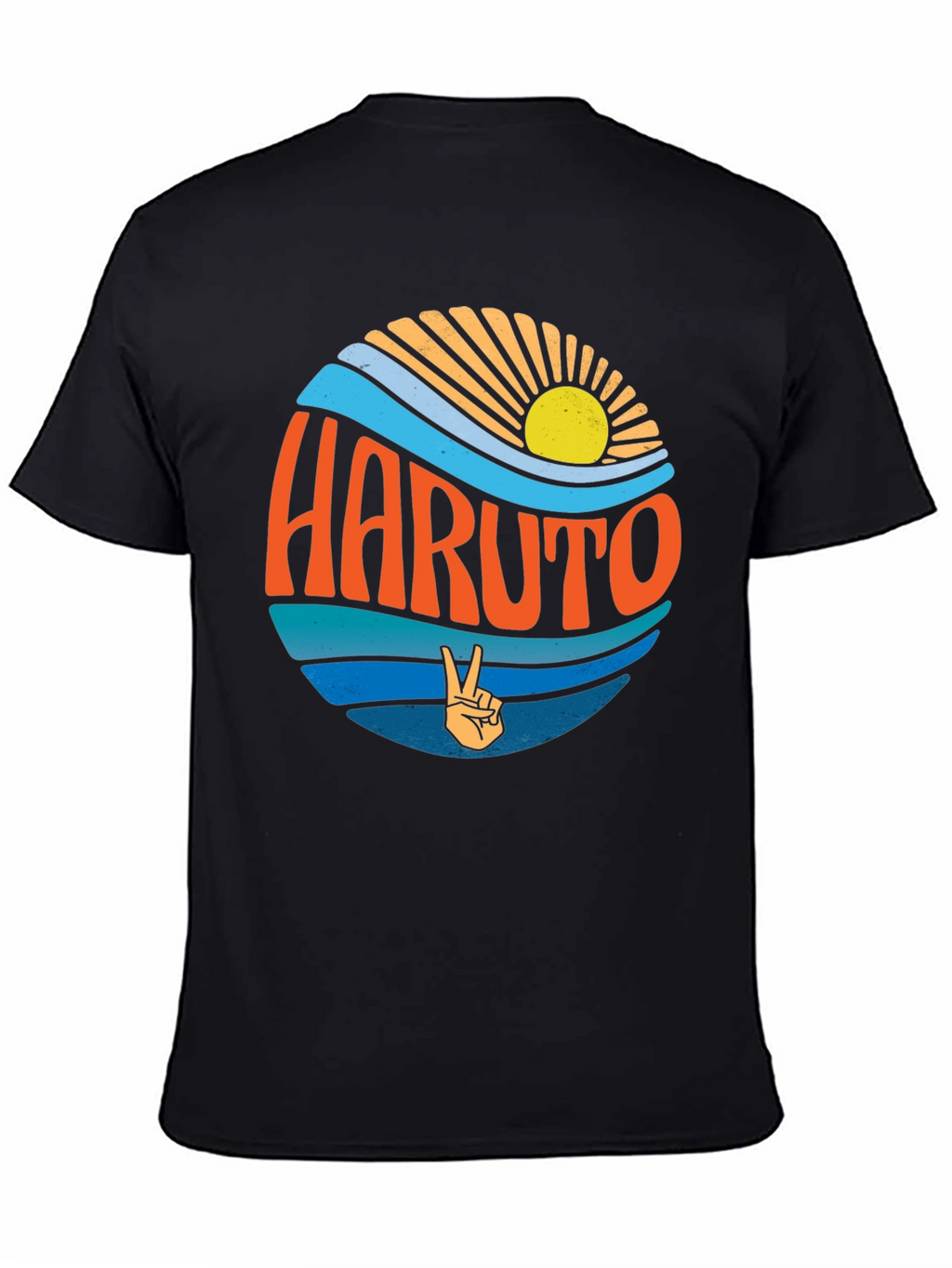 Retro Haruto Graphic Tee - Peace and Sun Design