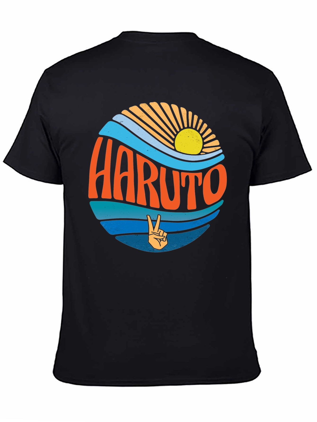 Retro Haruto Graphic Tee - Peace and Sun Design