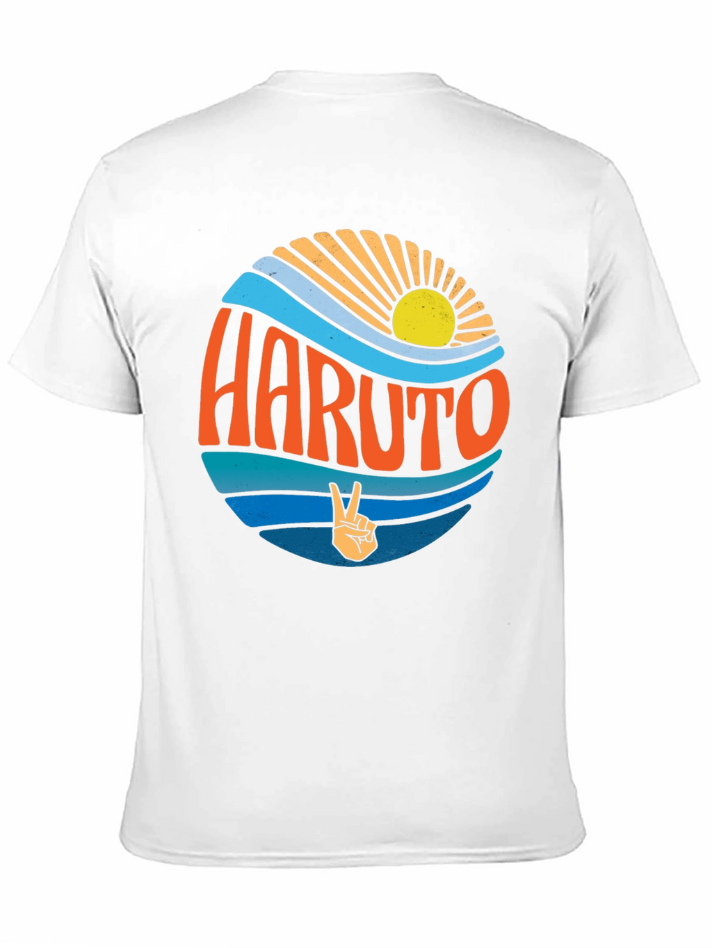 Retro Haruto Graphic Tee - Peace and Sun Design