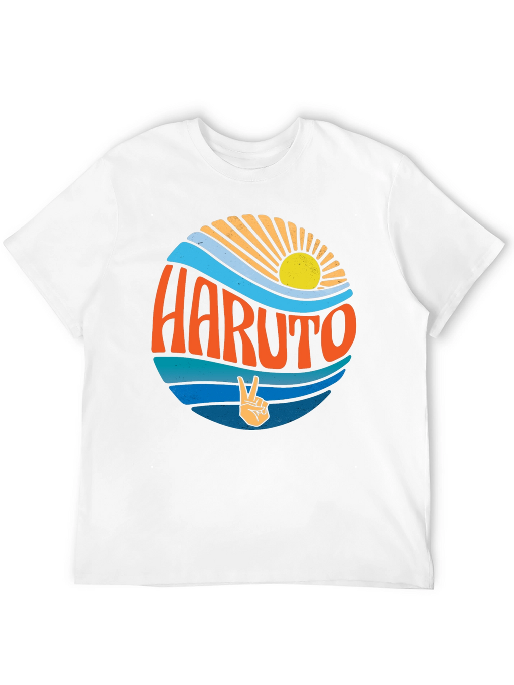 Retro Haruto Graphic Tee - Peace and Sun Design