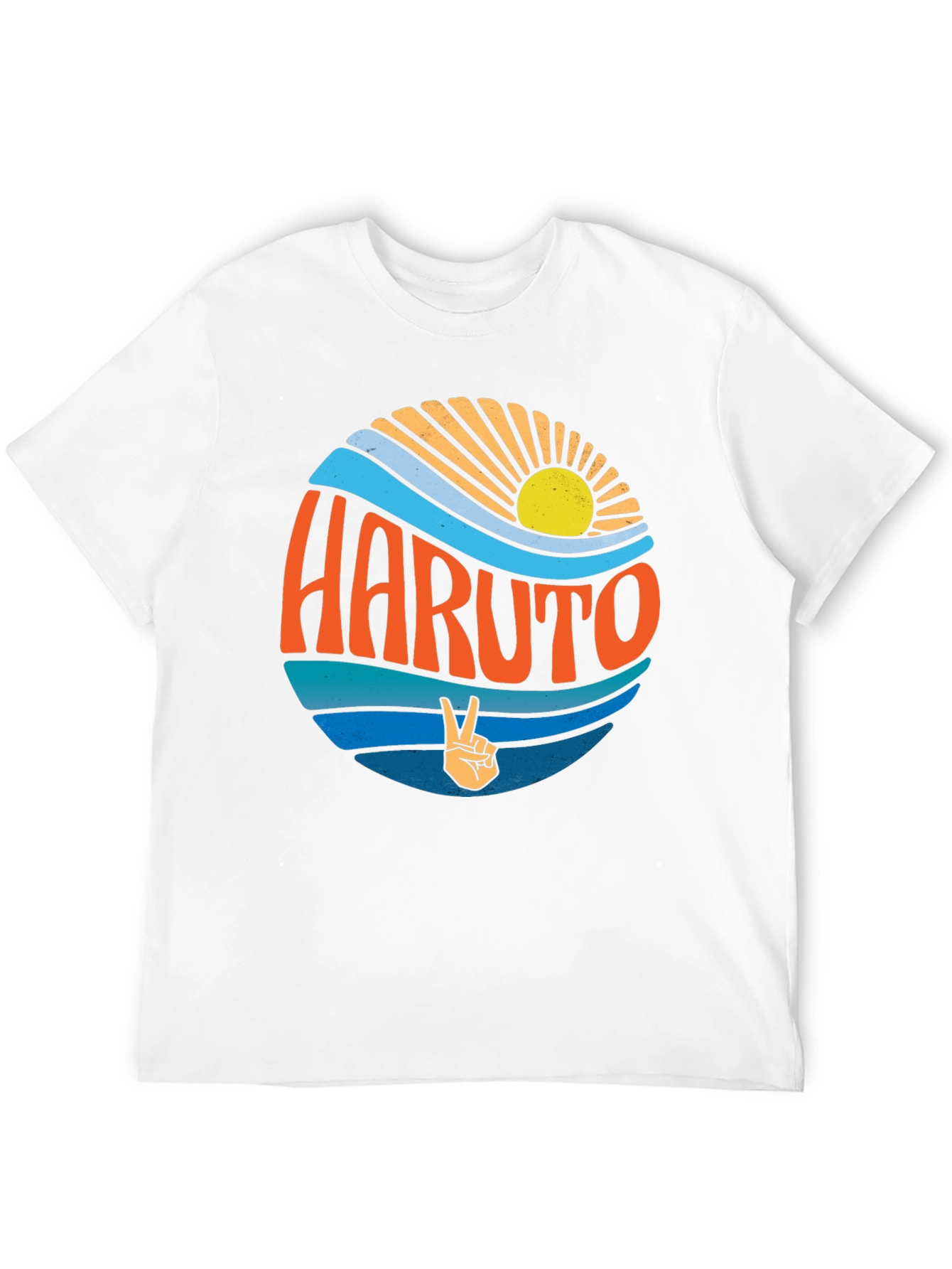 Retro Haruto Graphic Tee - Peace and Sun Design
