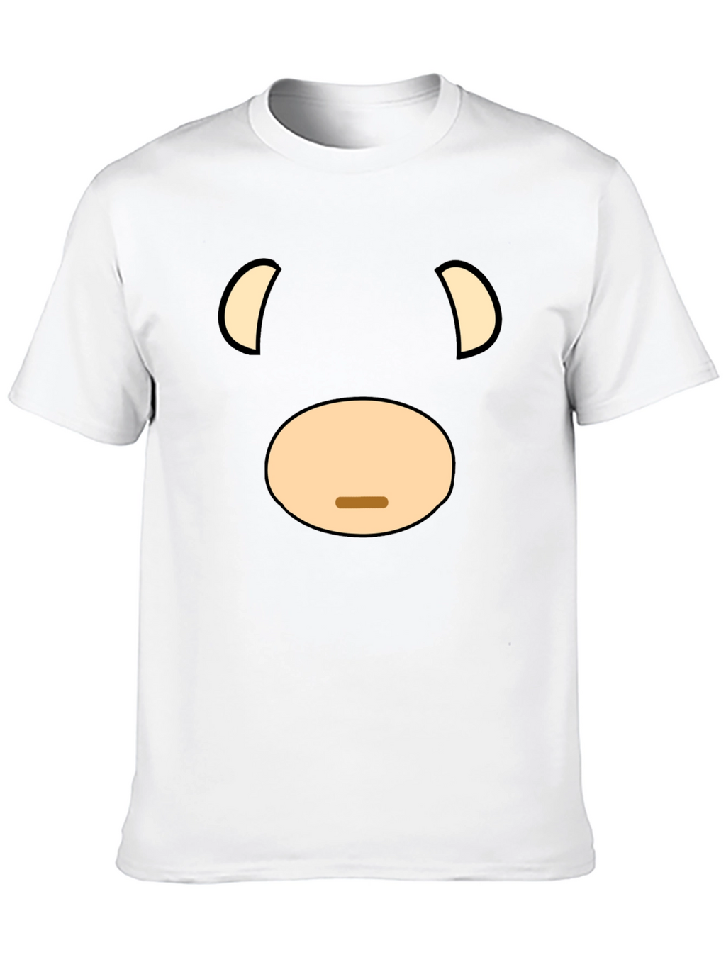 Funny Cartoon Bear Face Graphic Black T-Shirt
