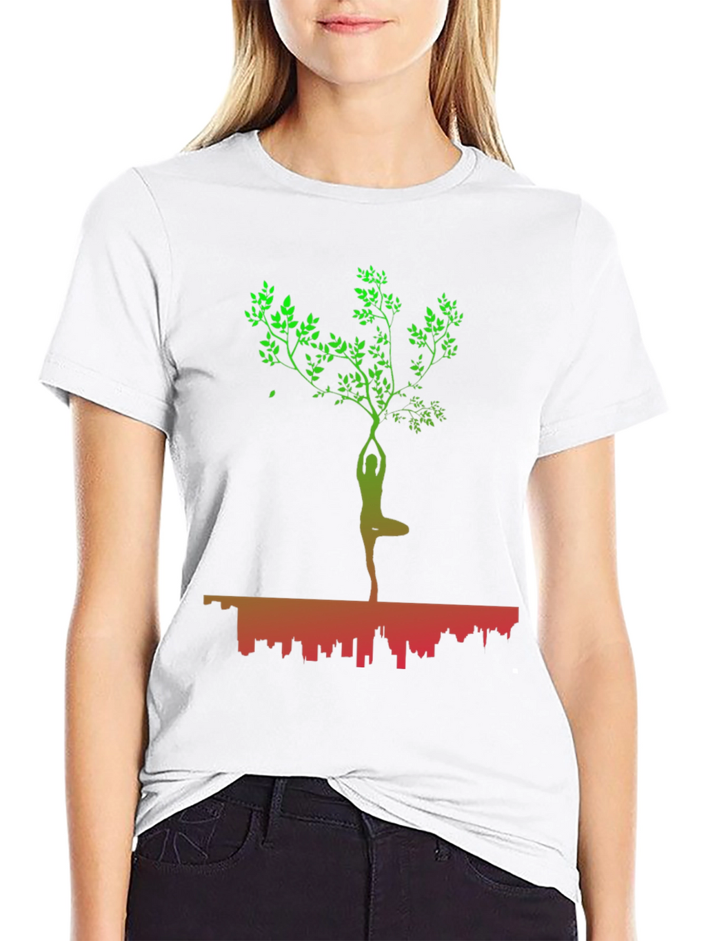 Yoga Tree Cityscape Graphic T-Shirt