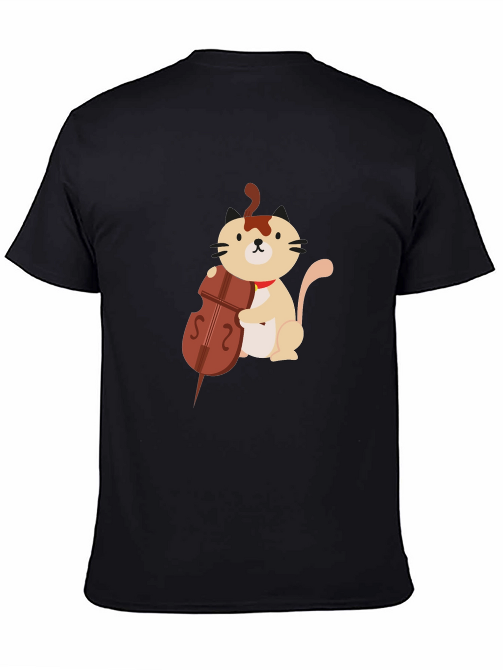 Cat Playing Cello Graphic Tee - Black Unisex T-Shirt