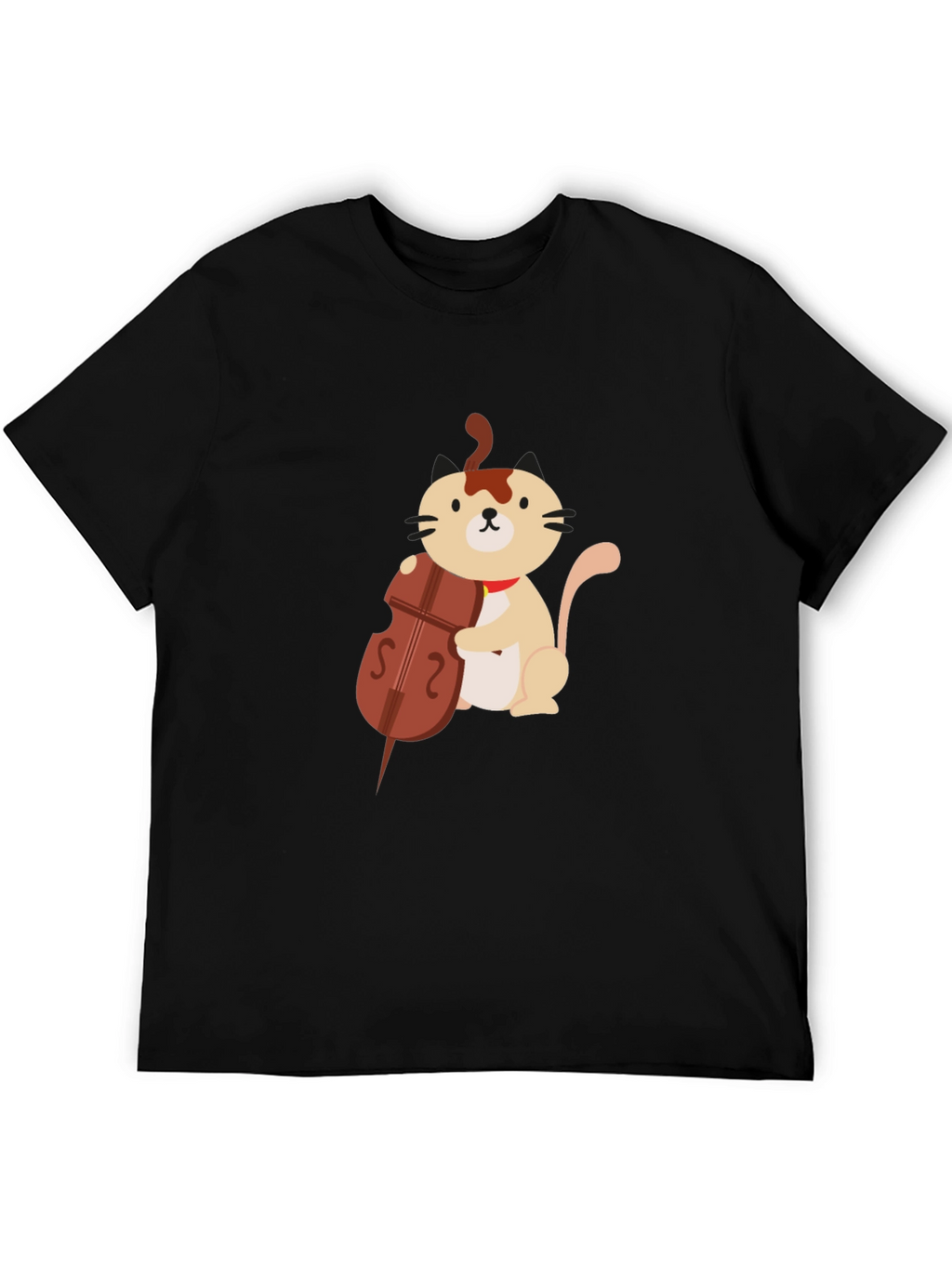 Cat Playing Cello Graphic Tee - Black Unisex T-Shirt