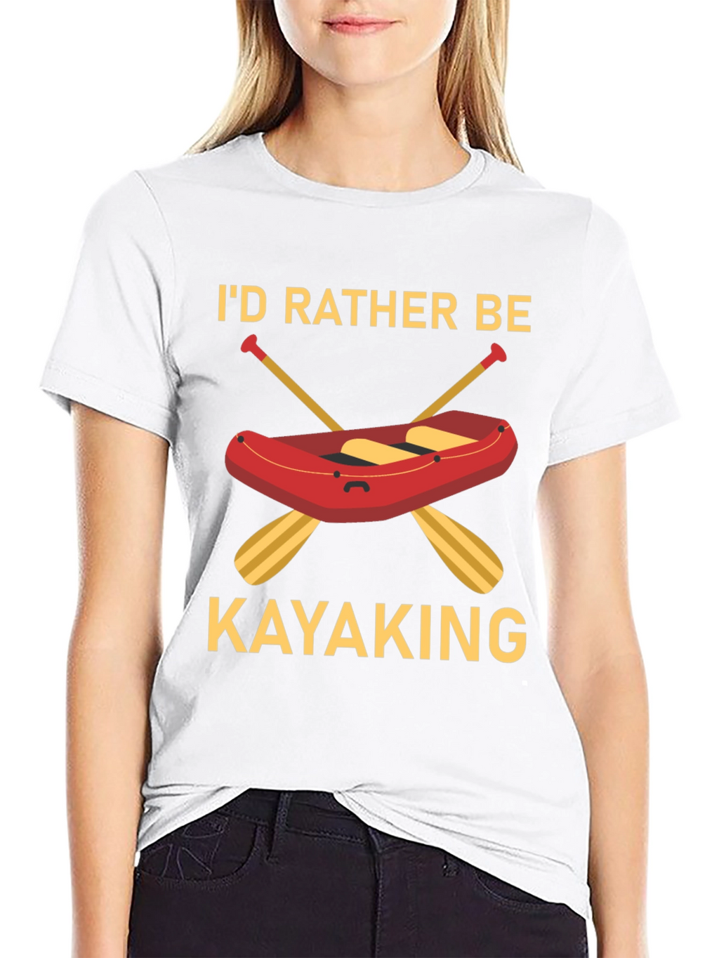 Id Rather Be Kayaking Black T-Shirt