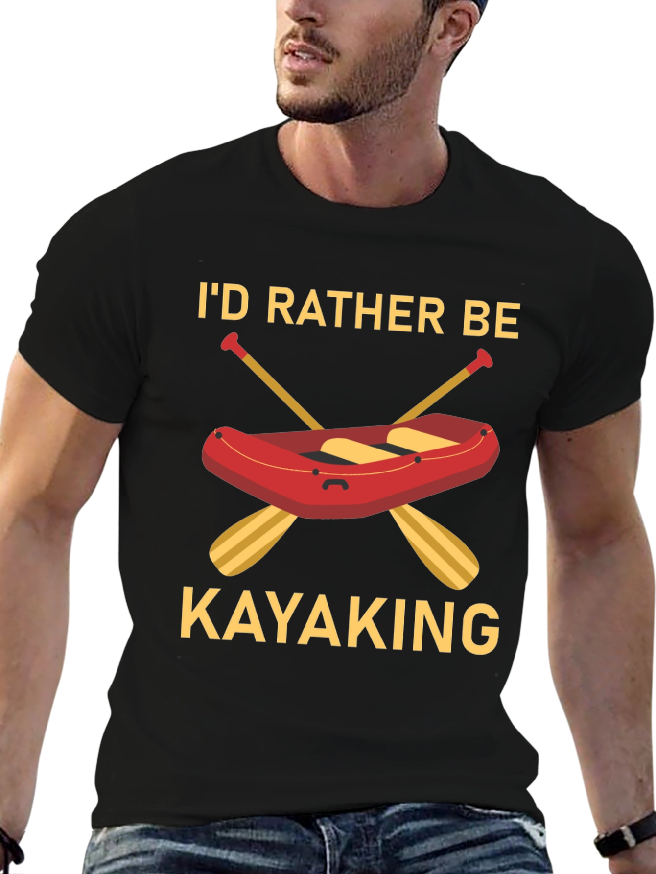 Id Rather Be Kayaking Black T-Shirt