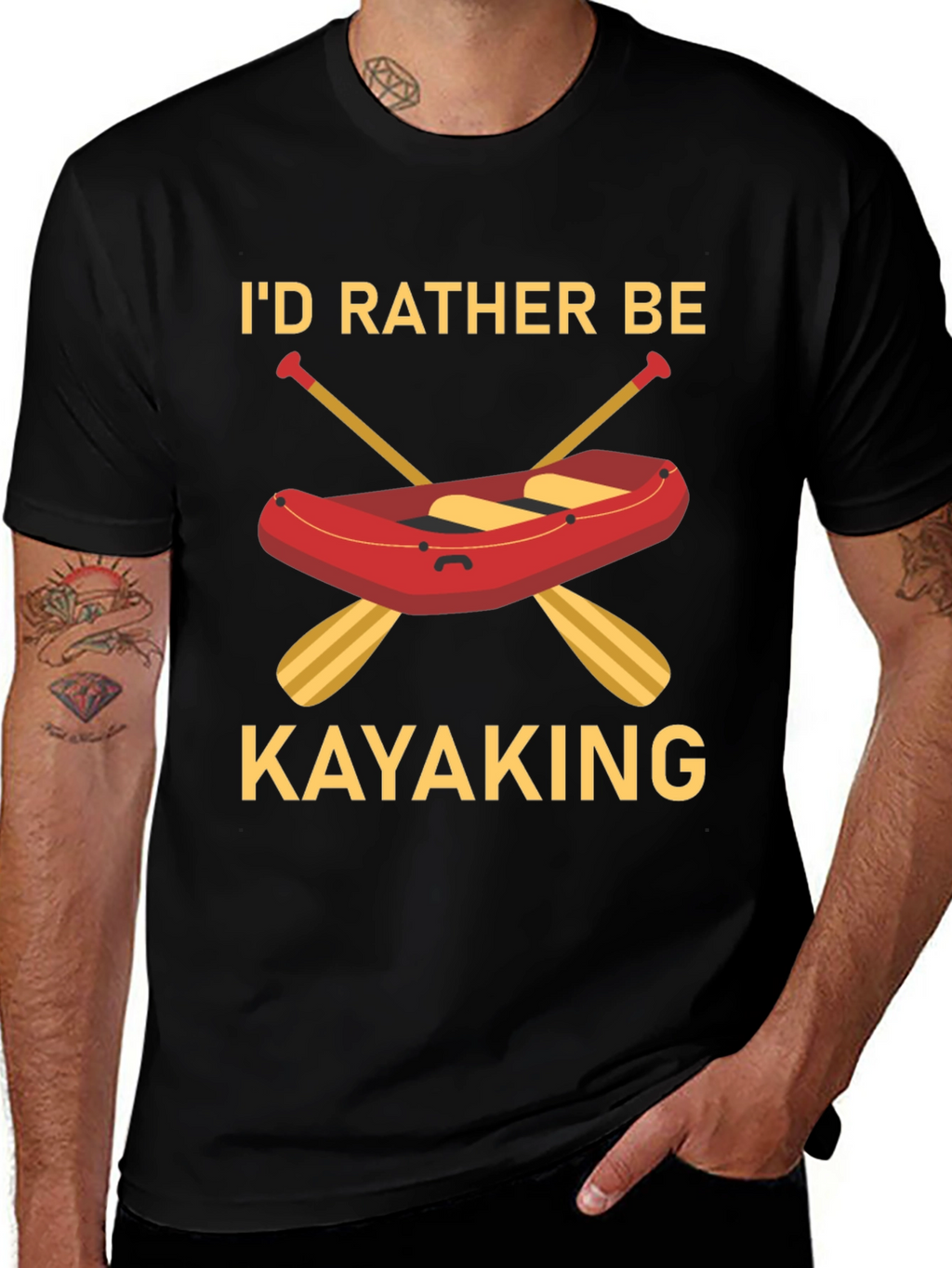 Id Rather Be Kayaking Black T-Shirt