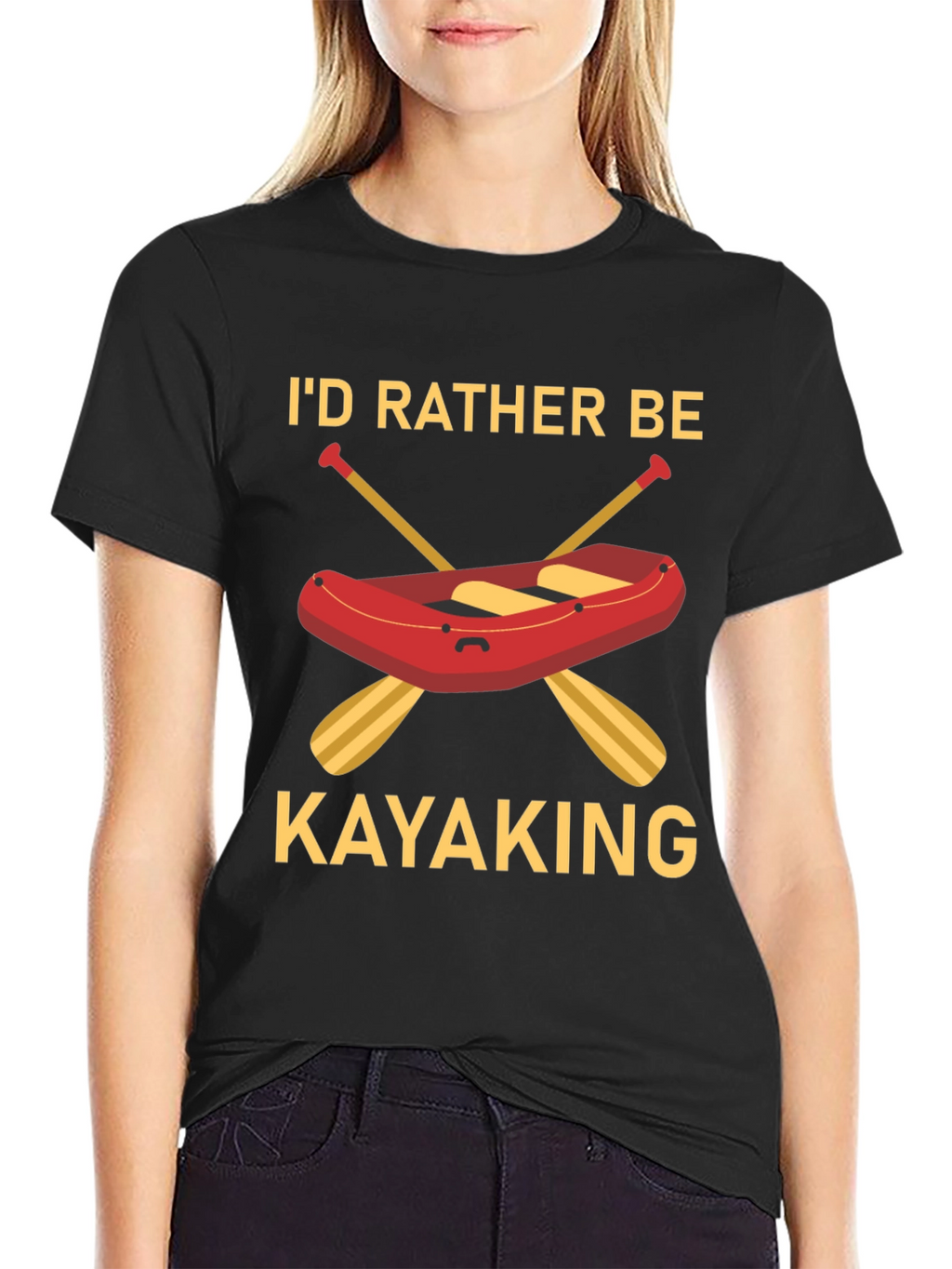 Id Rather Be Kayaking Black T-Shirt