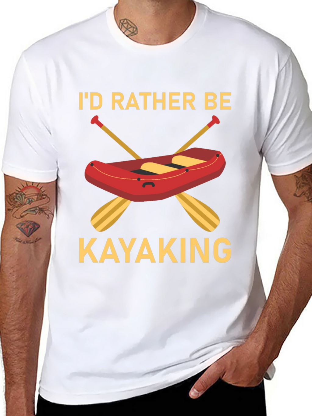 Id Rather Be Kayaking Black T-Shirt