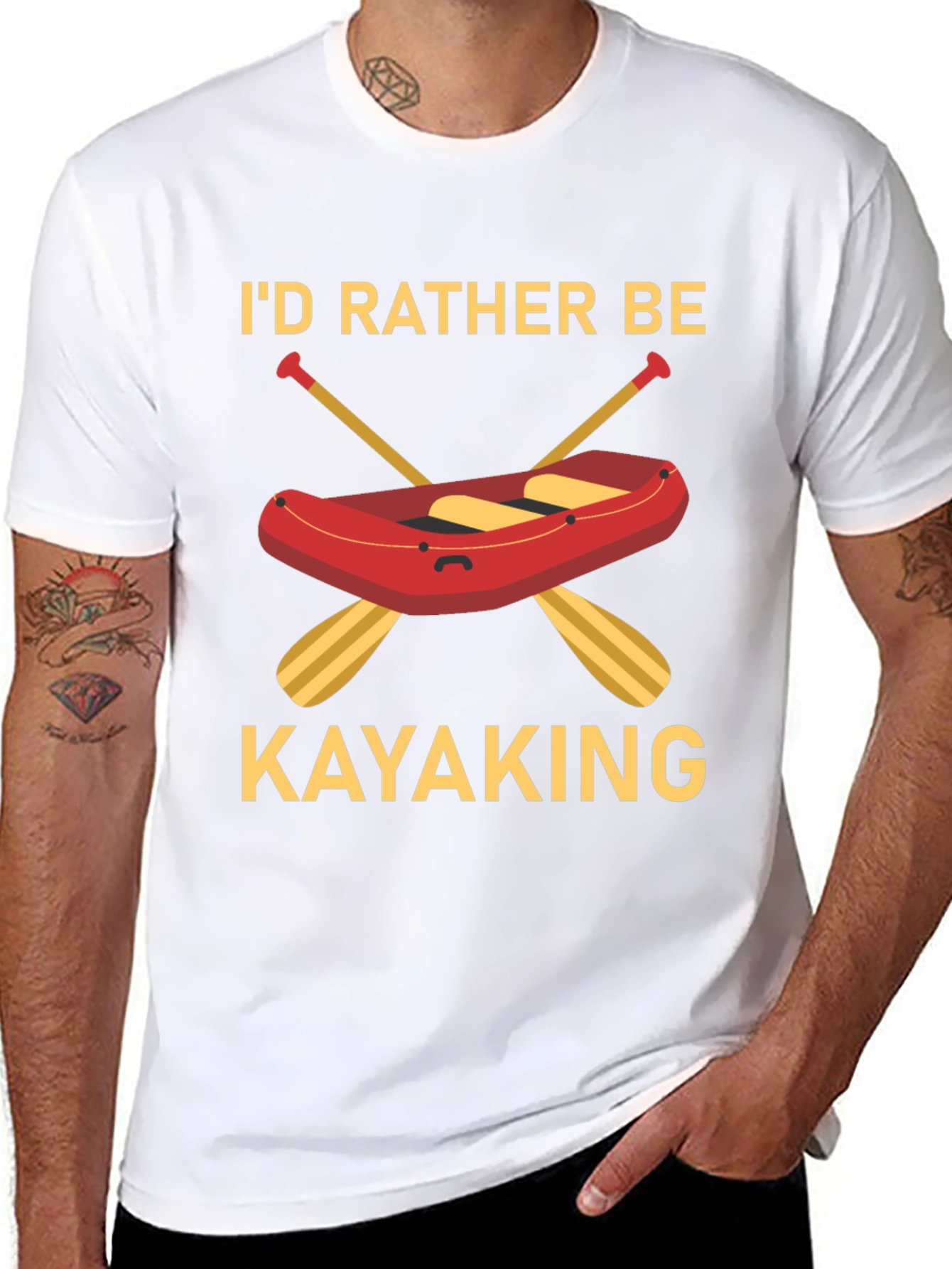 Id Rather Be Kayaking Black T-Shirt