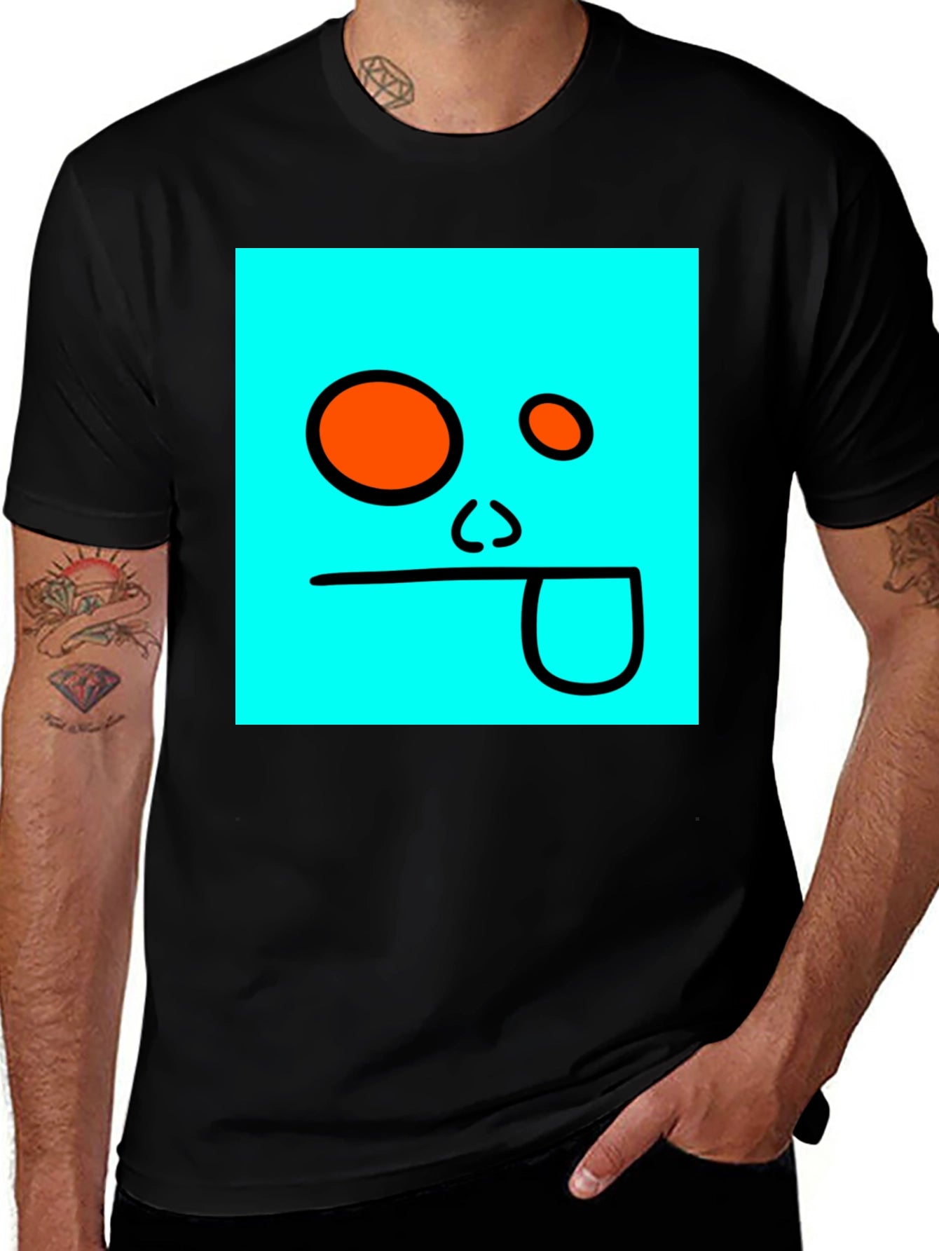 Funky Face Graphic Tee - Unisex Black Cotton T-Shirt