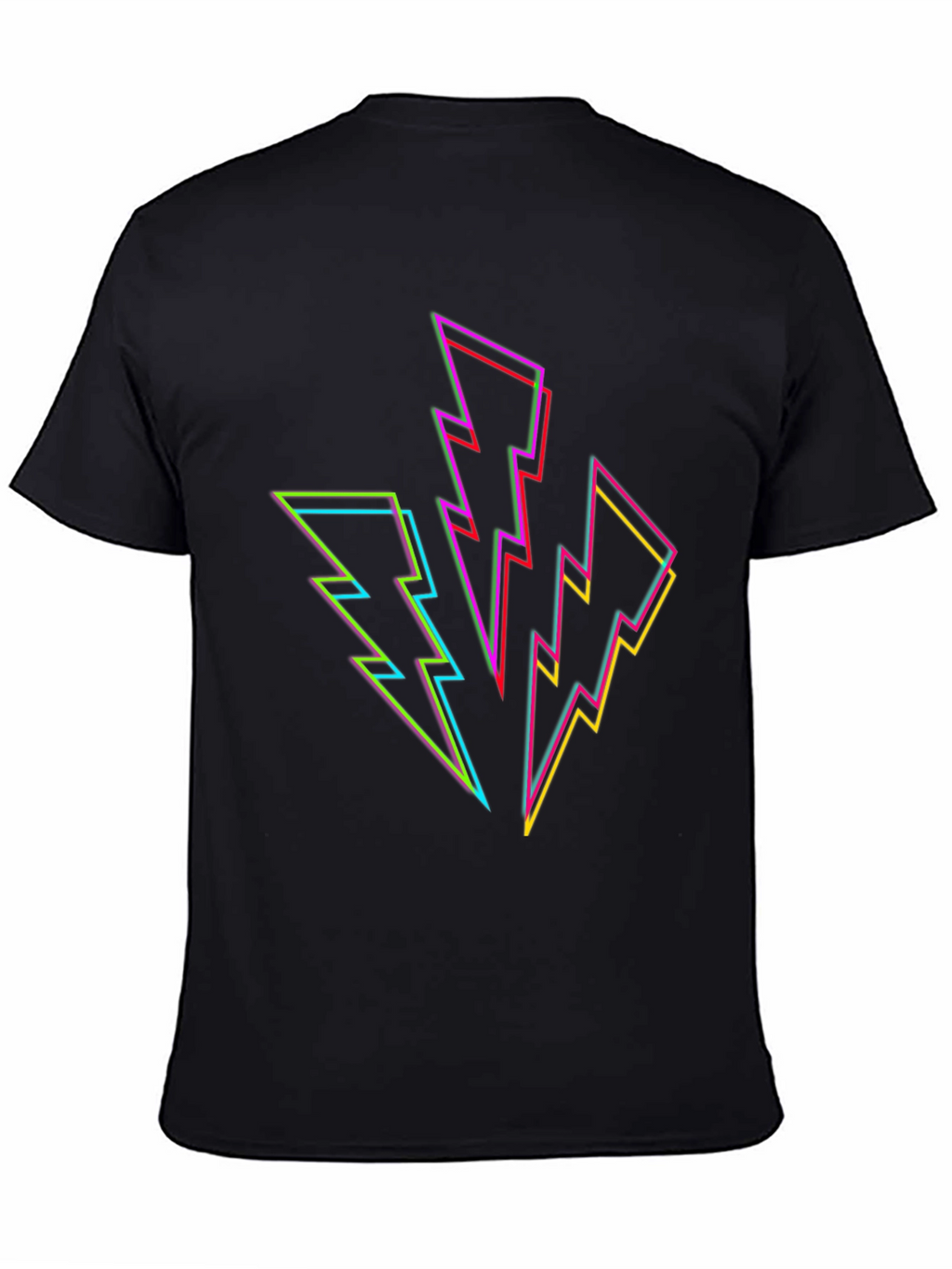 Neon Lightning Bolt Graphic Black T-Shirt