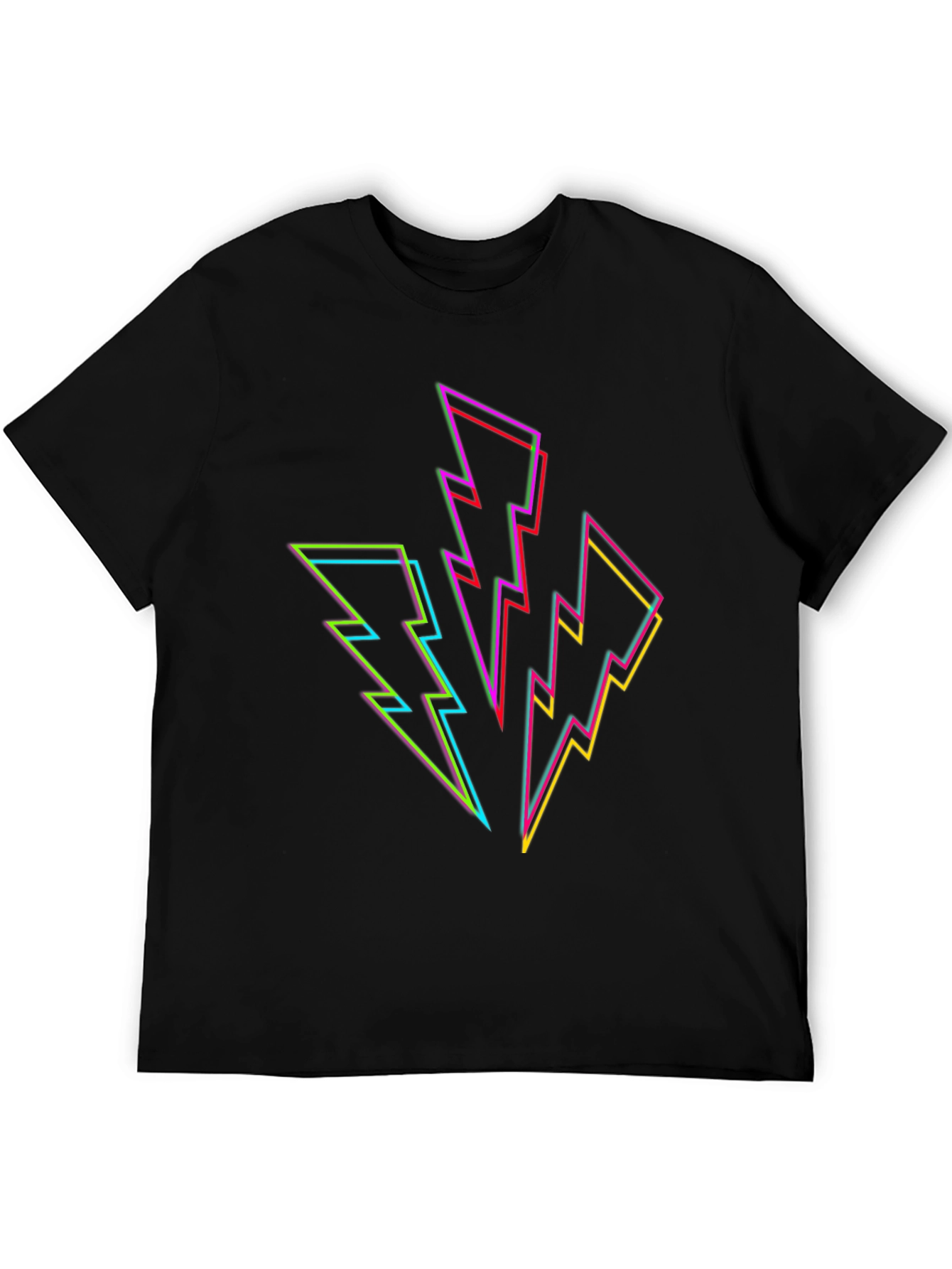 Neon Lightning Bolt Graphic Black T-Shirt