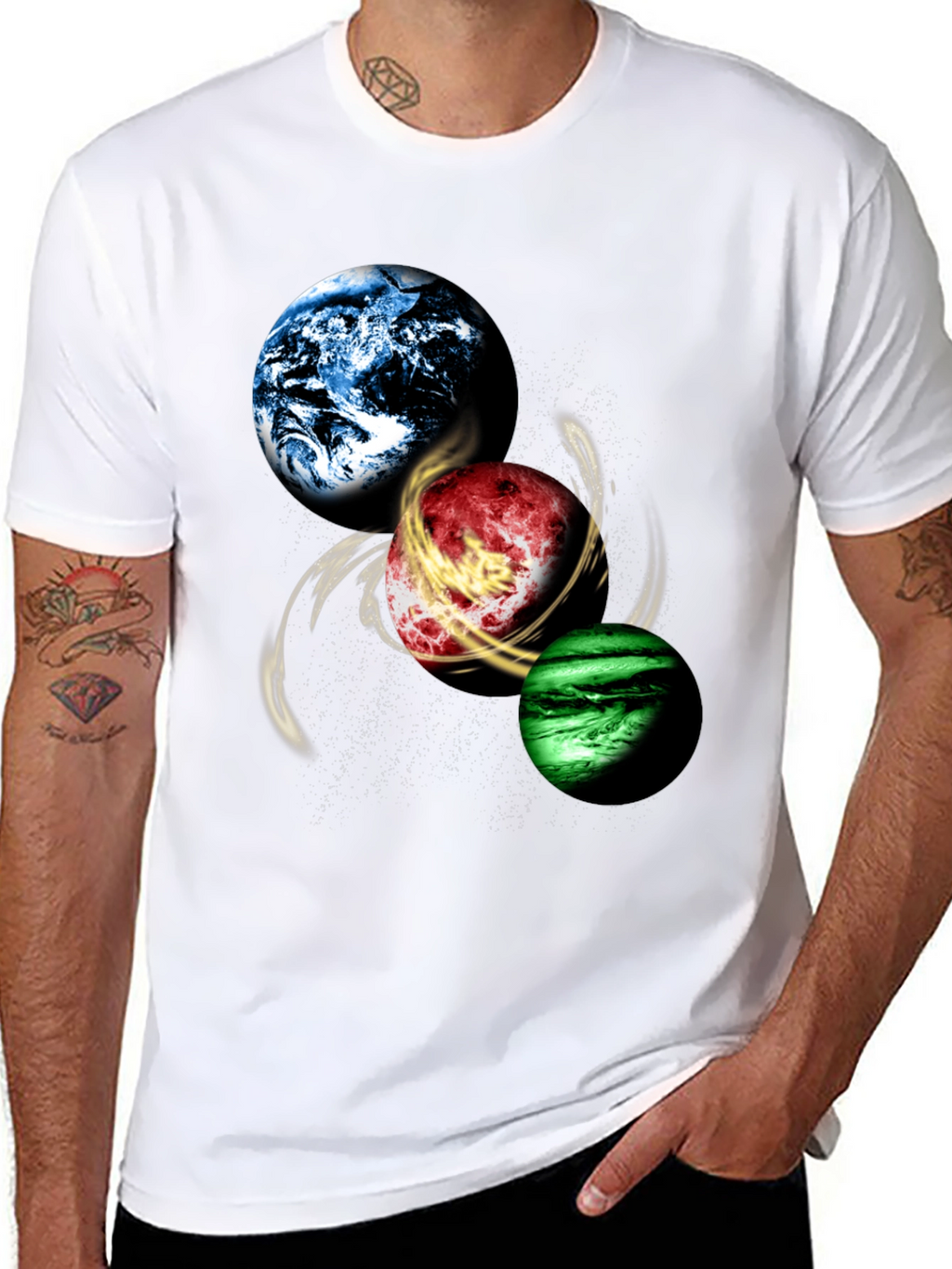Planetary Swirl Graphic Tee - Black