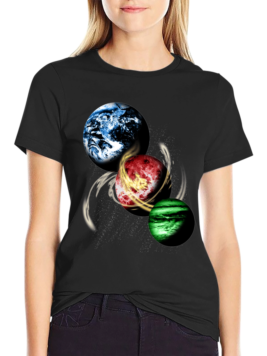 Planetary Swirl Graphic Tee - Black