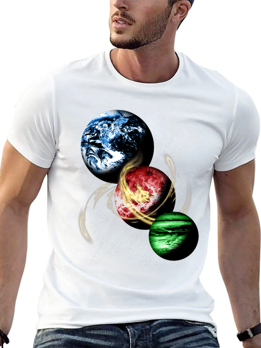 Planetary Swirl Graphic Tee - Black