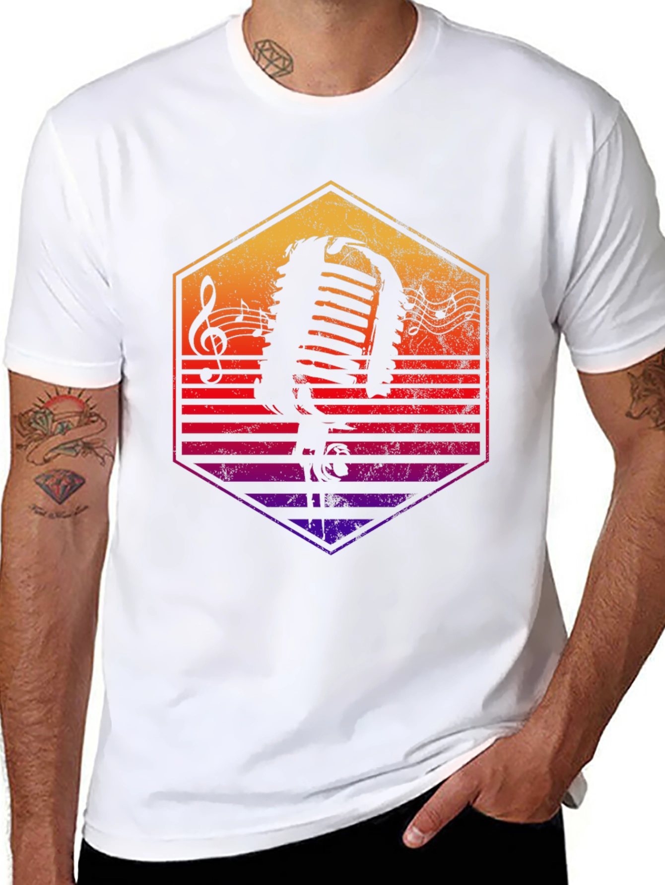 Retro Microphone Graphic T-Shirt - Music Lover Tee