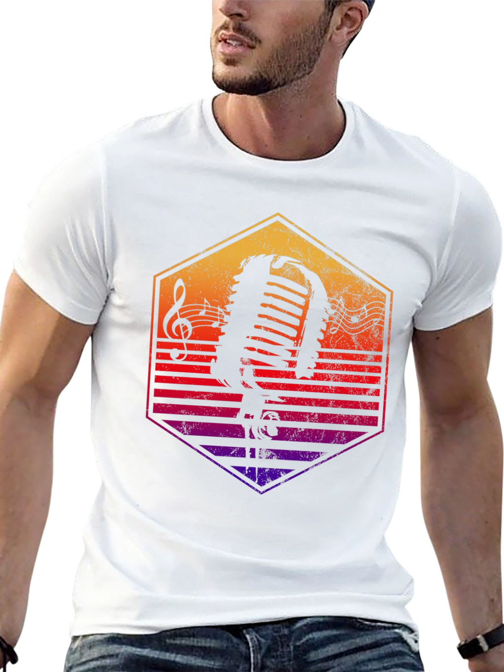 Retro Microphone Graphic T-Shirt - Music Lover Tee