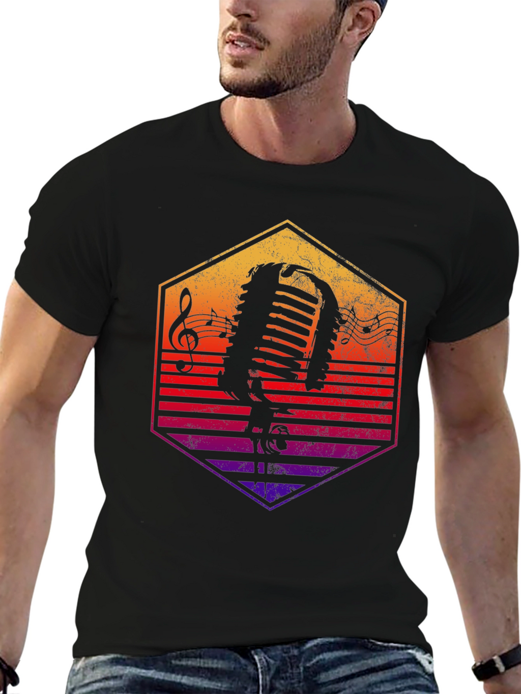 Retro Microphone Graphic T-Shirt - Music Lover Tee