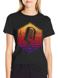 Retro Microphone Graphic T-Shirt - Music Lover Tee