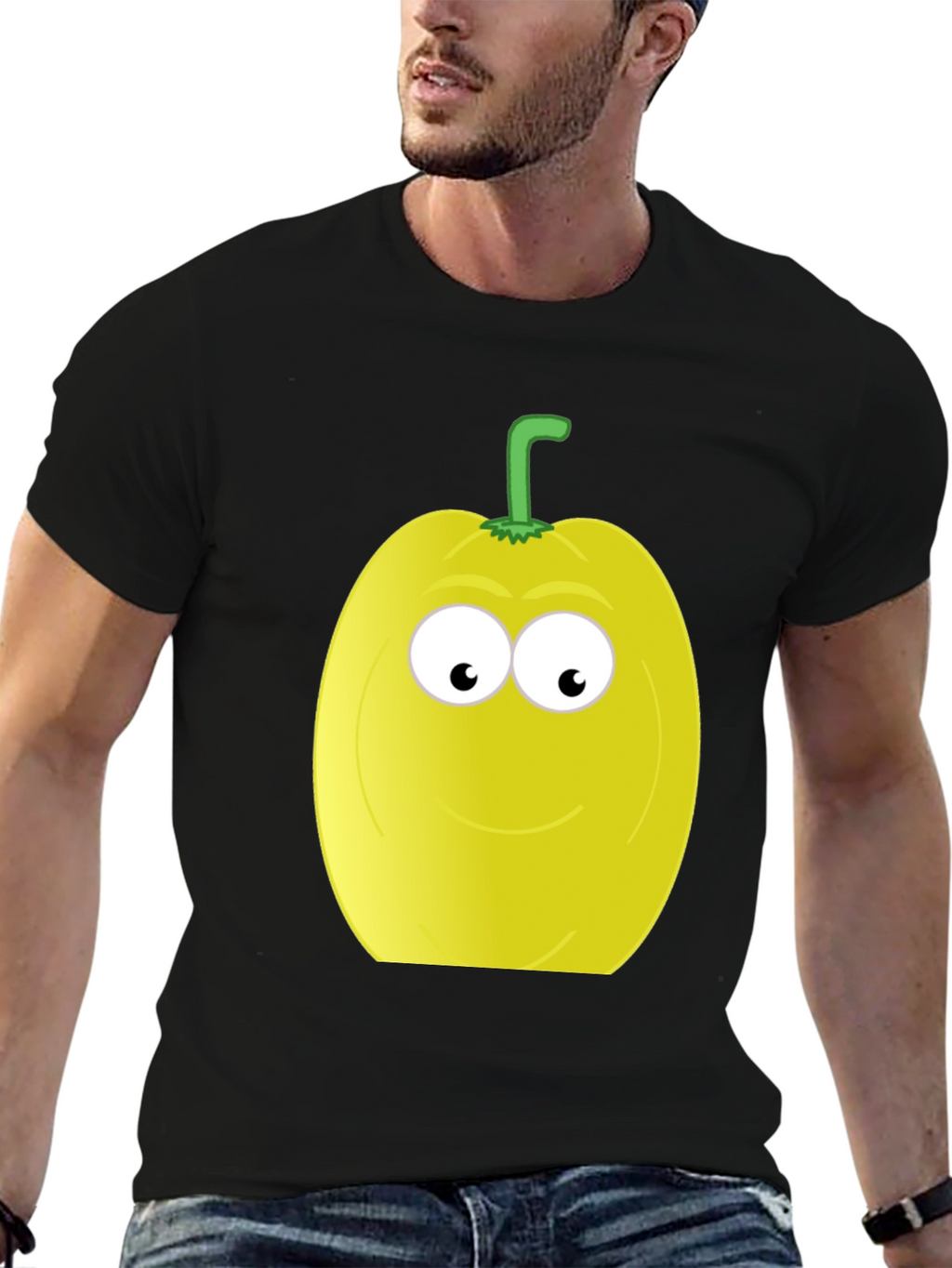 Funny Fruit Face T-Shirt - Black Cotton Tee