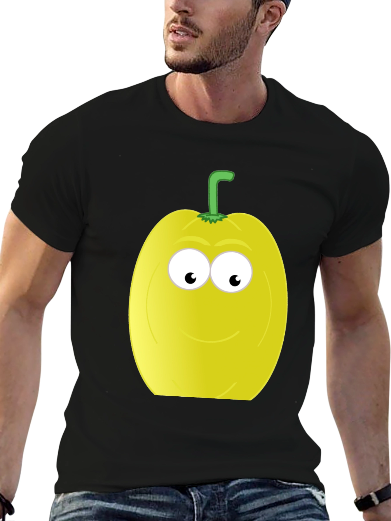 Funny Fruit Face T-Shirt - Black Cotton Tee