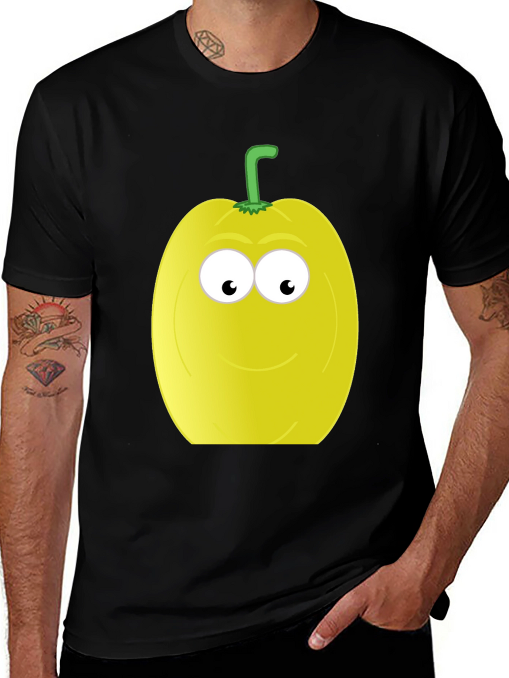 Funny Fruit Face T-Shirt - Black Cotton Tee