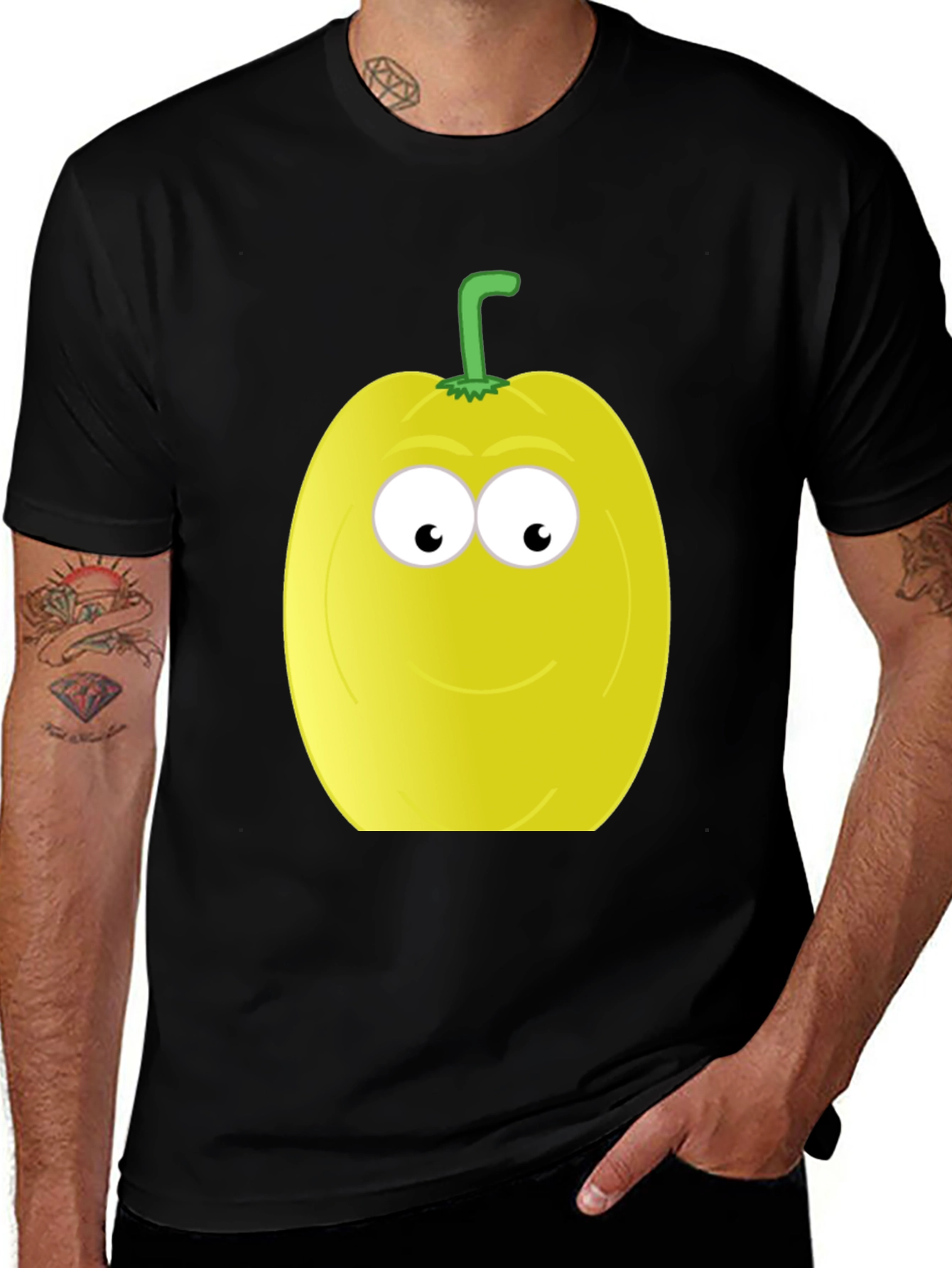 Funny Fruit Face T-Shirt - Black Cotton Tee