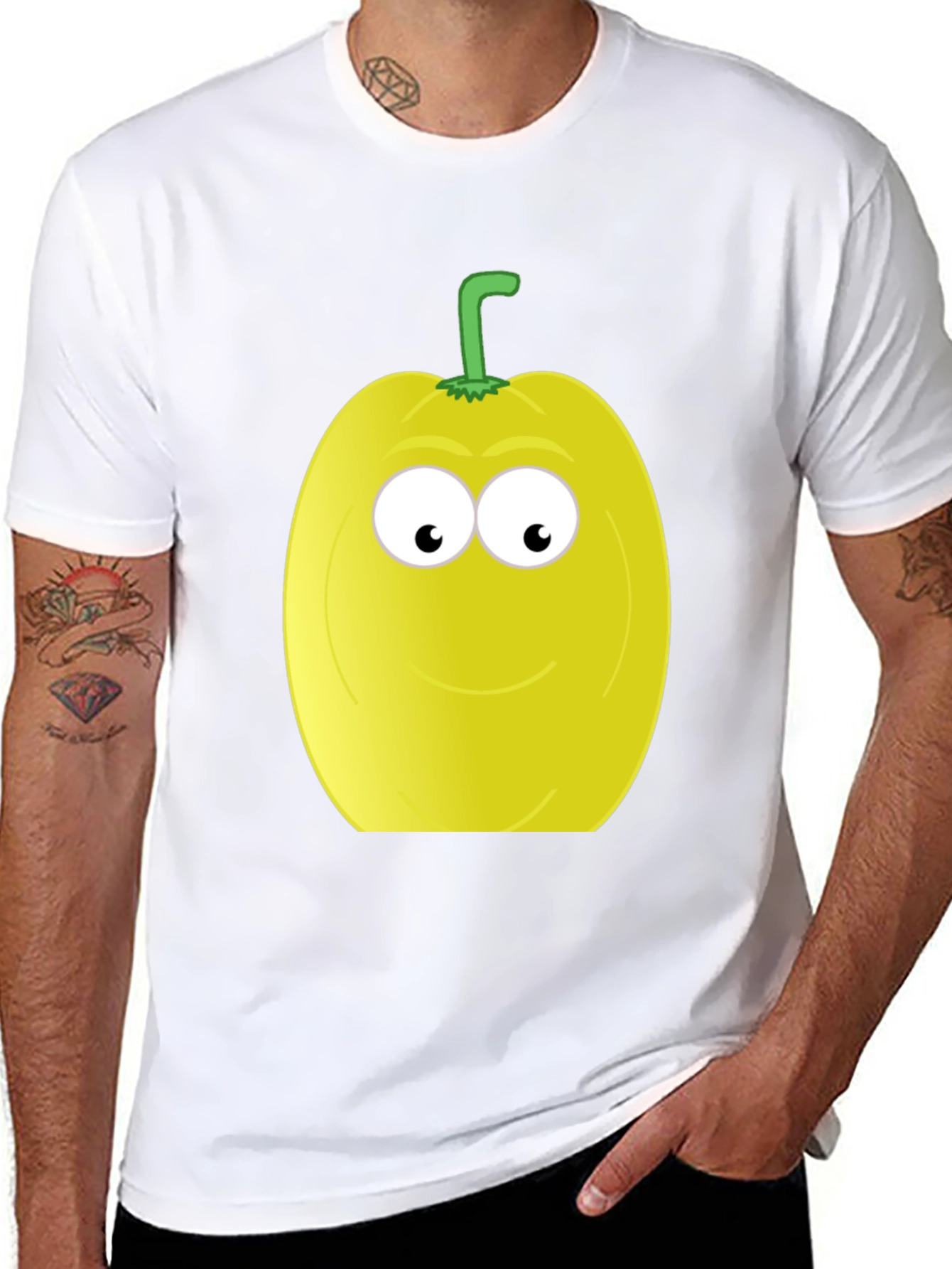 Funny Fruit Face T-Shirt - Black Cotton Tee