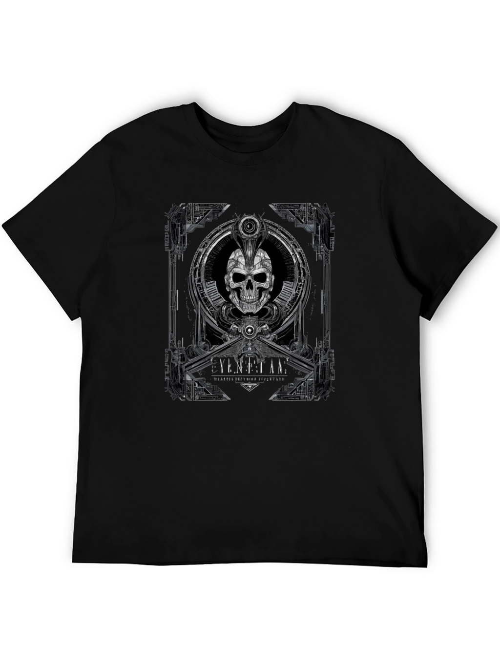 Steampunk Skull Graphic Tee - Mens Black T-Shirt