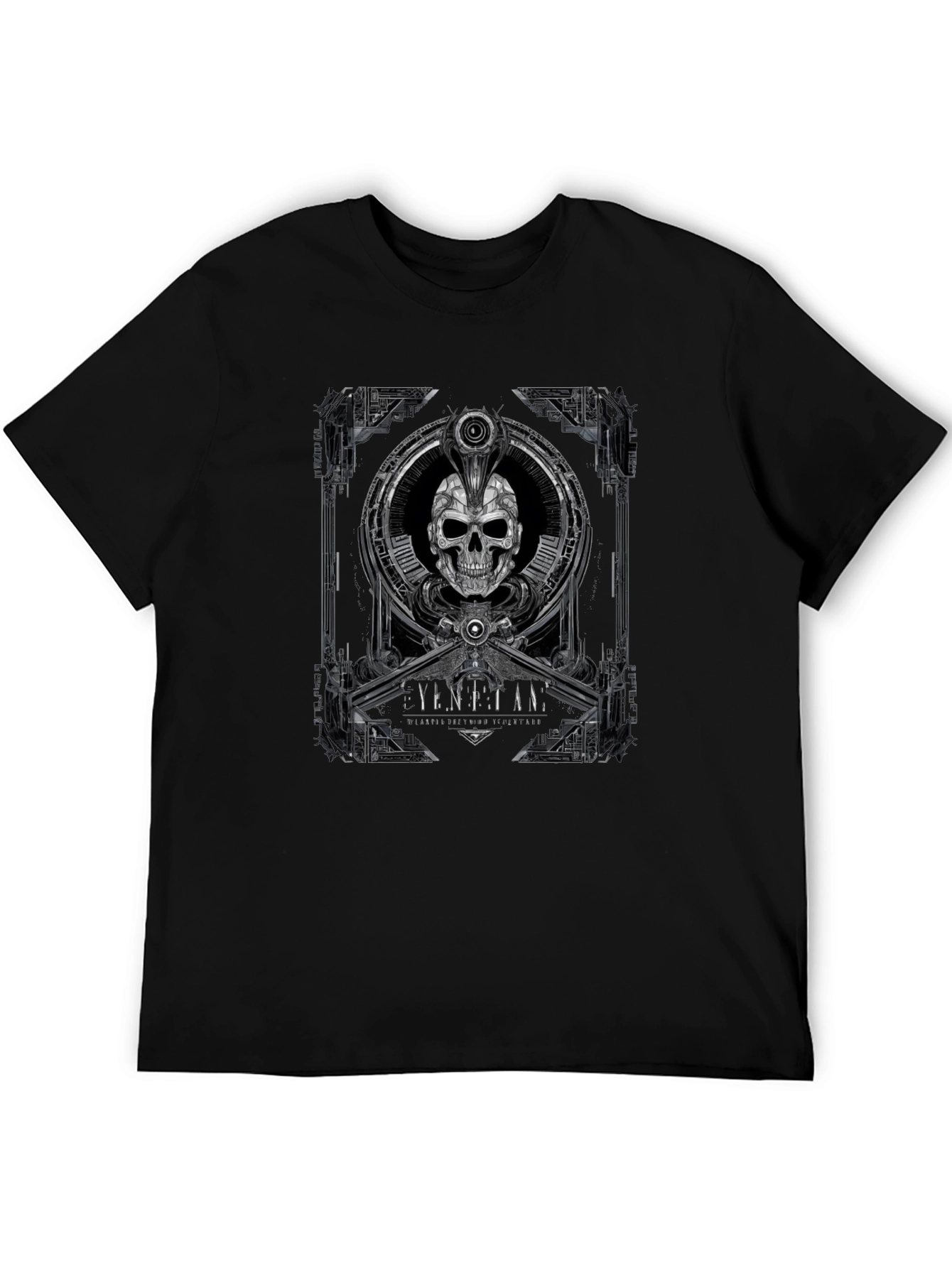 Steampunk Skull Graphic Tee - Mens Black T-Shirt